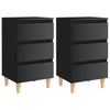 alt="Bed Cabinets & Wood Legs 2 pcs High Gloss Black 40x35x69 cm"