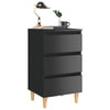 Bed Cabinets & Wood Legs 2 pcs High Gloss Black 40x35x69 cm