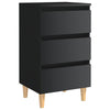 Bed Cabinets & Wood Legs 2 pcs High Gloss Black 40x35x69 cm
