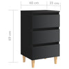 Bed Cabinets & Wood Legs 2 pcs High Gloss Black 40x35x69 cm
