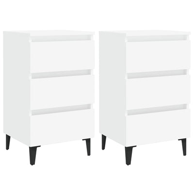 alt="Bed Cabinet with Metal Legs 2 pcs White 40x35x69 cm"
