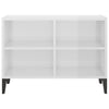 TV Cabinet with Metal Legs High Gloss White 69.5x30x50 cm