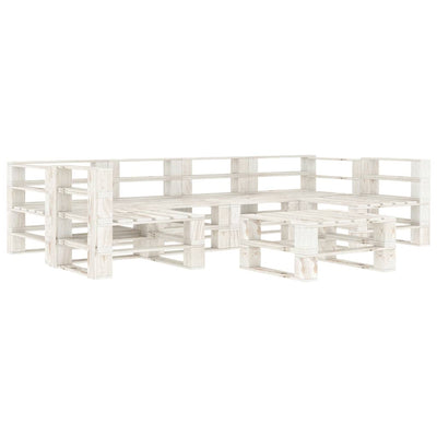 alt="7 Piece Garden Pallet Lounge Set Wood White"