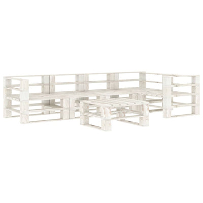 alt="6 Piece Garden Pallet Lounge Set Wood White"