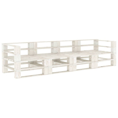 alt="Garden Pallet Sofa White 4-Seater Wood"