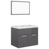 Bathroom Furniture Set High Gloss Grey Chipboard