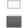 Bathroom Furniture Set High Gloss Grey Chipboard