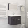 Bathroom Furniture Set High Gloss Grey Chipboard