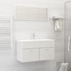 Bathroom Furniture Set High Gloss White Engineered Wood