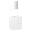 Bathroom Furniture Set High Gloss White Engineered Wood