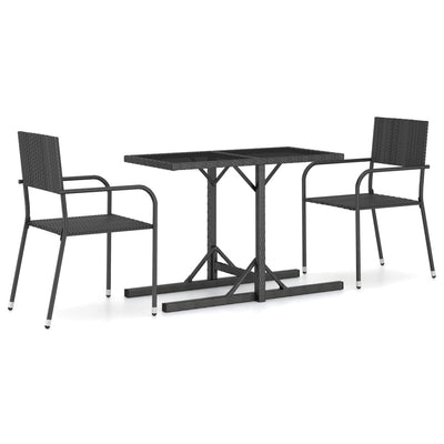 alt="3 Piece Garden Dining Set Black""