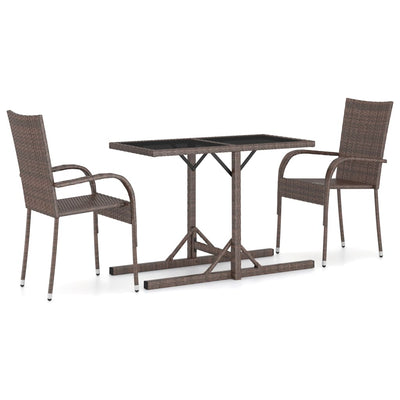 alt="3 Piece Garden Dining Set Brown"