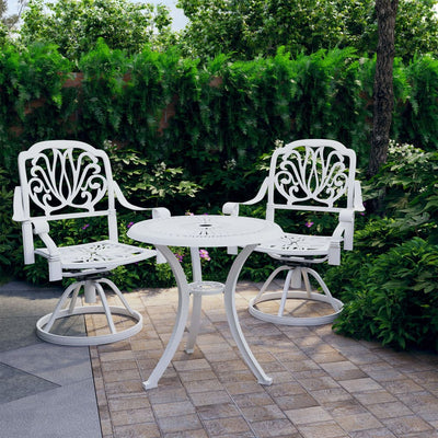 alt="3 Piece Bistro Set Cast Aluminium White"