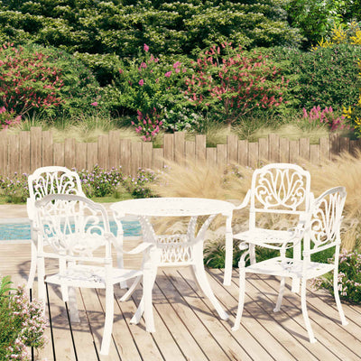 alt="5 Piece Bistro Set Cast Aluminium White""