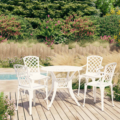alt="5 Piece Bistro Set Cast Aluminium White"