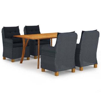 alt="5 Piece Garden Dining Set Dark Grey""