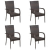 5 Piece Garden Dining Set Poly Rattan Brown