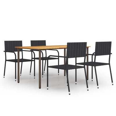 alt="5 Piece Garden Dining Set Poly Rattan Black"