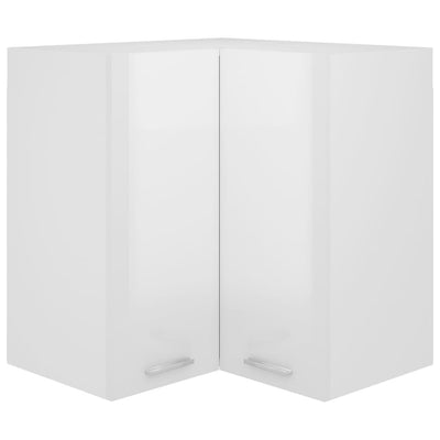 alt="Hanging Corner Cabinet High Gloss White 57x57x60 cm Chipboard"