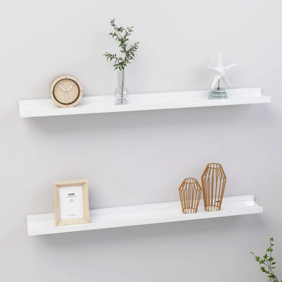 alt="Wall Shelves 2 pcs High Gloss White 80x9x3 cm"