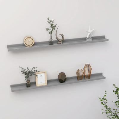 alt="Wall Shelves 2 pcs Grey 100x9x3 cm"
