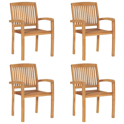 alt="Stacking Garden Chairs 4 pcs Solid Teak Wood"