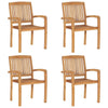Stacking Garden Chairs with Cushions 4 pcs Solid Teak Wood