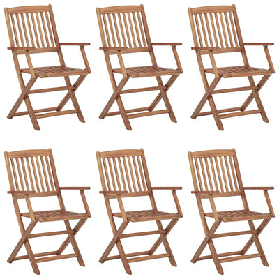 alt="Folding Outdoor Chairs 6 pcs Solid Acacia Wood"