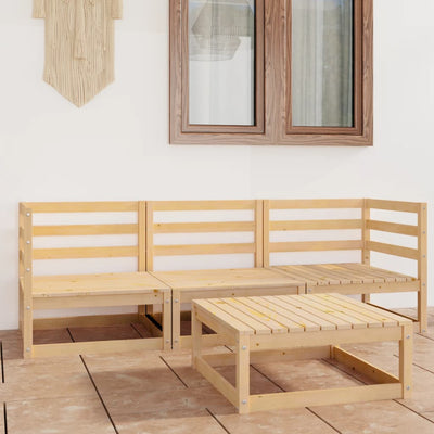 alt="4 Piece Garden Lounge Set Solid Pinewood"