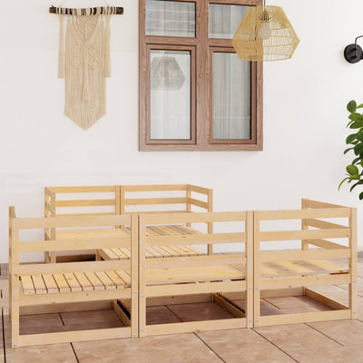 alt="6 Piece Garden Lounge Set Solid Pinewood"