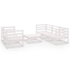 6 Piece Garden Lounge Set White Solid Pinewood