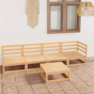 alt="5 Piece Garden Lounge Set Solid Pinewood"