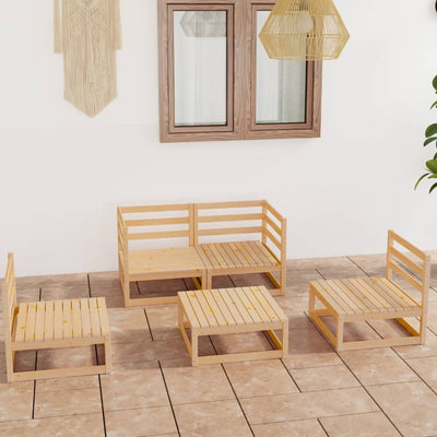 alt="5 Piece Garden Lounge Set Solid Pinewood"