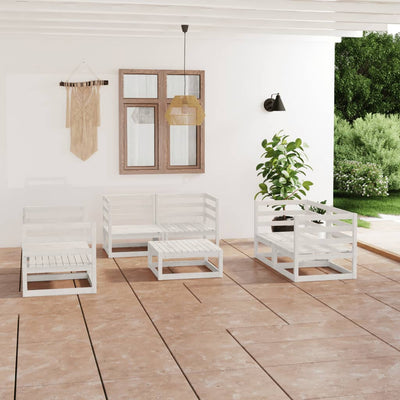 alt="7 Piece Garden Lounge Set White Solid Pinewood"