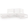 4 Piece Garden Lounge Set White Solid Pinewood