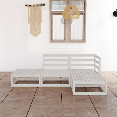alt="4 Piece Garden Lounge Set White Solid Pinewood"