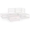 5 Piece Garden Lounge Set White Solid Pinewood