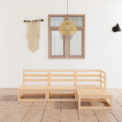 alt="4 Piece Garden Lounge Set Solid Pinewood"