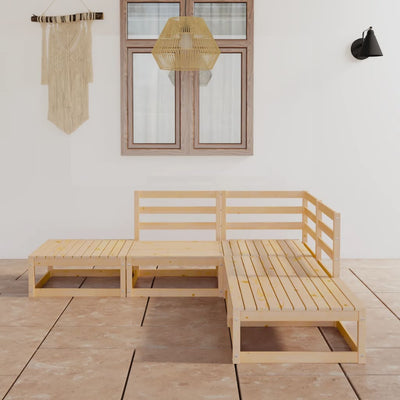 alt="5 Piece Garden Lounge Set Solid Pinewood"