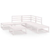6 Piece Garden Lounge Set White Solid Pinewood