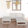 alt="6 Piece Garden Lounge Set White Solid Pinewood"