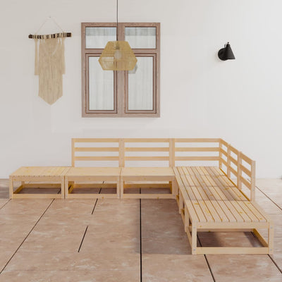 alt="7 Piece Garden Lounge Set Solid Pinewood"