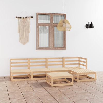 alt="6 Piece Garden Lounge Set Solid Pinewood"