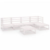 6 Piece Garden Lounge Set White Solid Pinewood