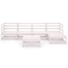 6 Piece Garden Lounge Set White Solid Pinewood