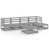 6 Piece Garden Lounge Set Grey Solid Pinewood