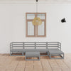 alt="6 Piece Garden Lounge Set Grey Solid Pinewood"