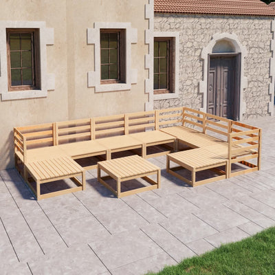 alt="10 Piece Garden Lounge Set Solid Pinewood"