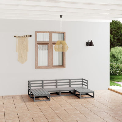 alt="6 Piece Garden Lounge Set Solid Pinewood"