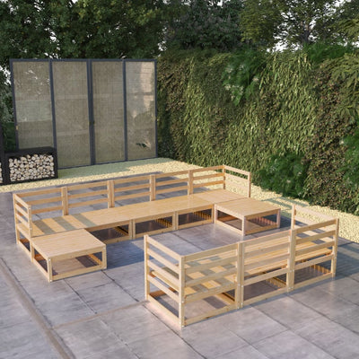 alt="10 Piece Garden Lounge Set Solid Pinewood"